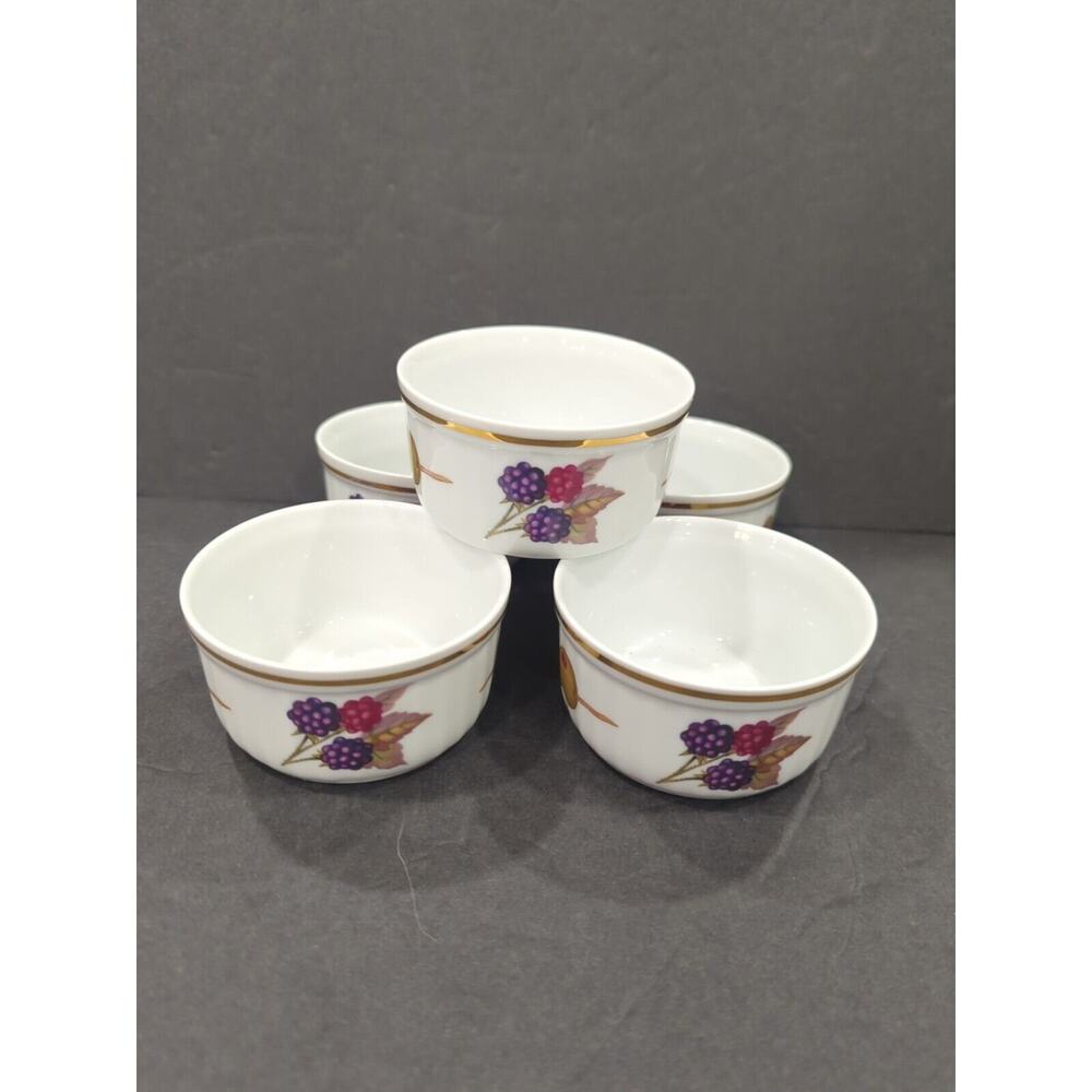 Vintage Royal Worcester‎ - "Evesham" England - Gold Ramekins - Set Of 5